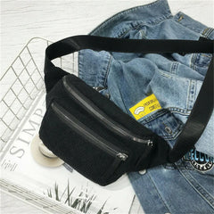 Women Canvas Waist Bag Brown Phone Chest Pack