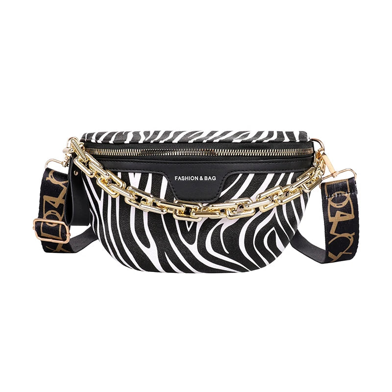 Leopard Pattern Waist Bag Outdoor Casual Crossbody Bag