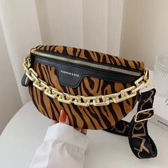 Leopard Pattern Waist Bag Outdoor Casual Crossbody Bag