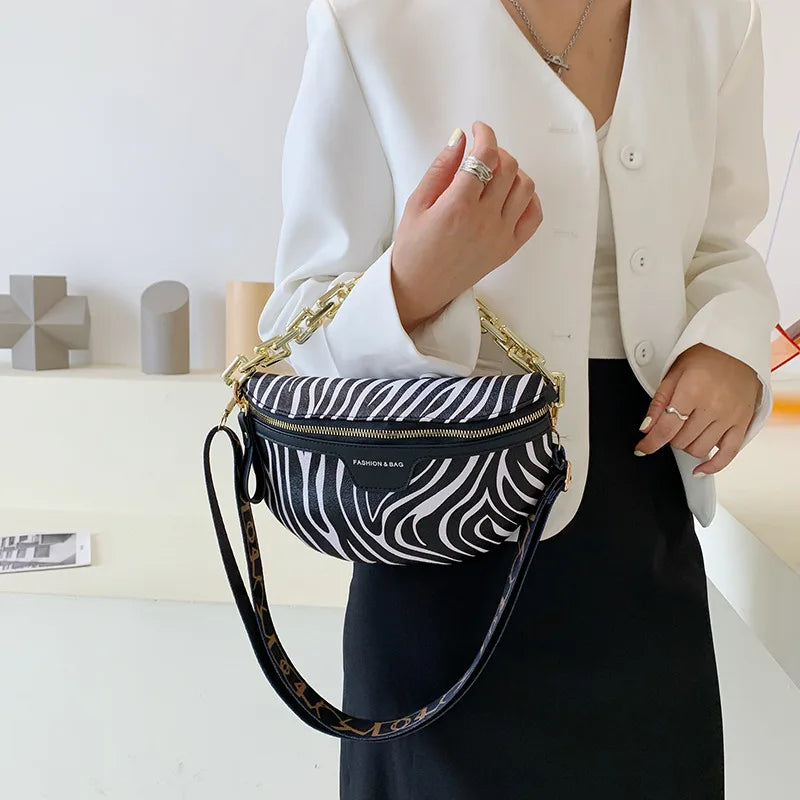 Leopard Pattern Waist Bag Outdoor Casual Crossbody Bag