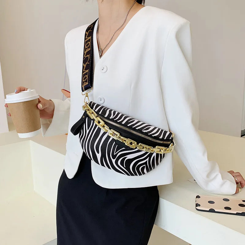 Leopard Pattern Waist Bag Outdoor Casual Crossbody Bag