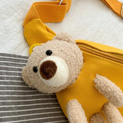 Canvas Waist Bag Chest Crossbody Teddy Bear Wild Style for Camping