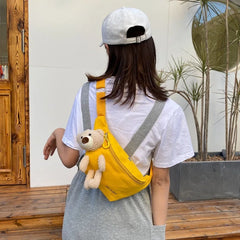 Canvas Waist Bag Chest Crossbody Teddy Bear Wild Style for Camping