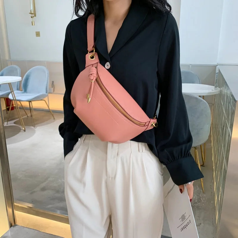 Leather Fanny Waist Pack Letter Belt Bag