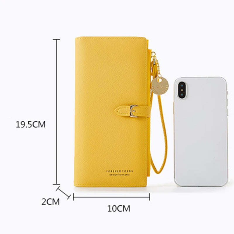 Women Multifunctional PU Leather Long Wallets Clutch Zipper Student Wallet