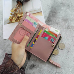 Women Wallet PU Leather Print Flower Cash Pocket Mini Clutch Short Purse