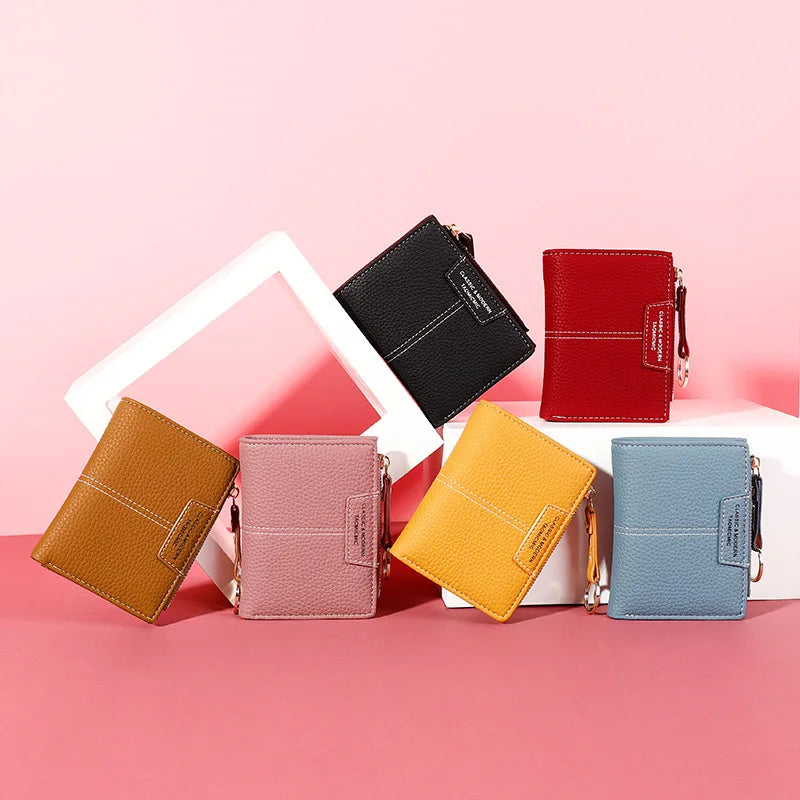 Small PU Leather Women Wallet Zipper Purses Female Clutch