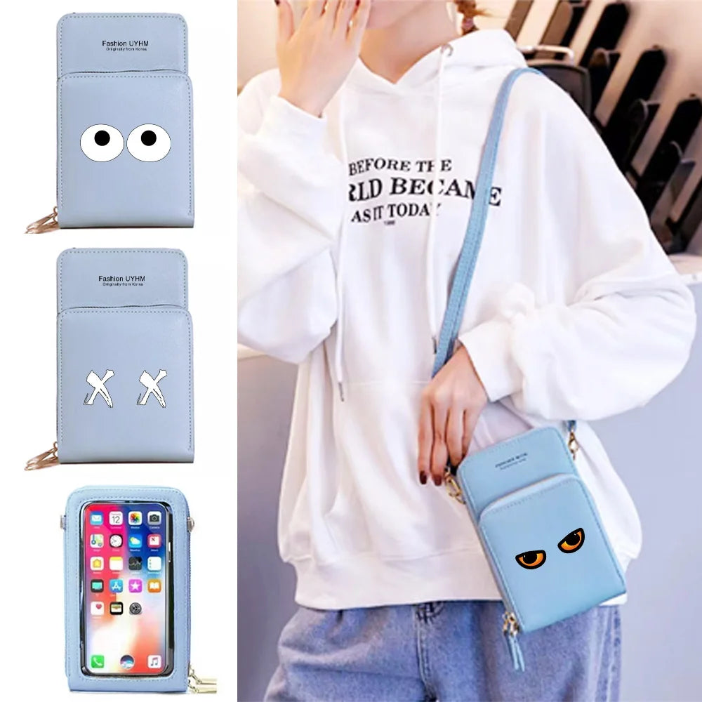 Women Wallets Card Pack Touch Screen Mobile Phone Bag Chest Print Storage Purse