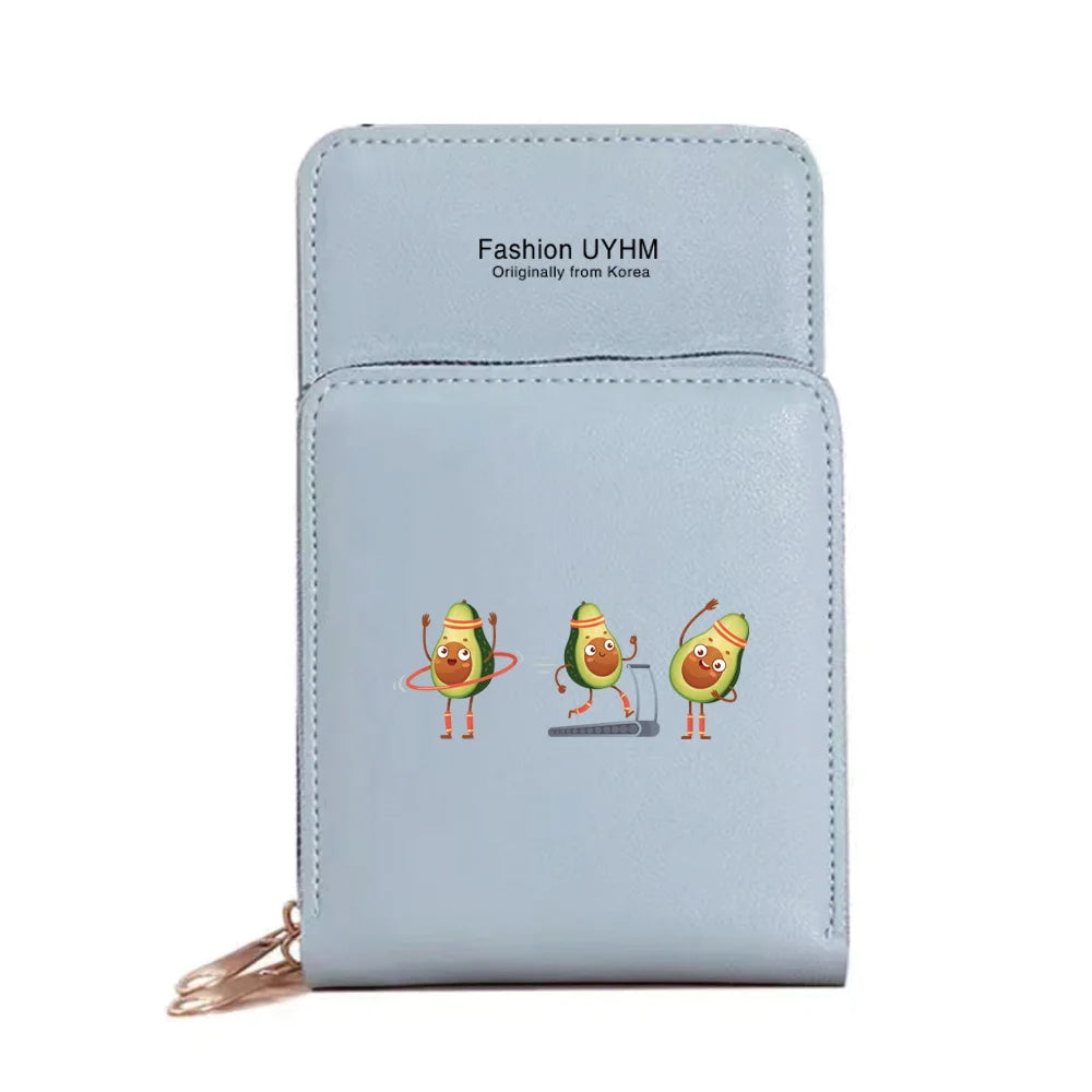 Avocado Print Touch Screen Cell Phone Purse Women Wallets Mobile Phone Bag