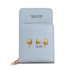 Avocado Print Touch Screen Cell Phone Purse Women Wallets Mobile Phone Bag