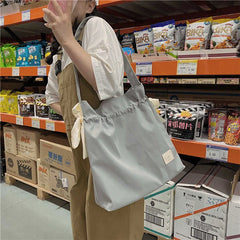 Women Waterproof Nylon Shoulder Bag with Bowknot Beach Tote