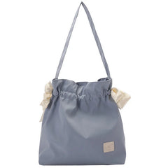 Women Waterproof Nylon Shoulder Bag with Bowknot Beach Tote