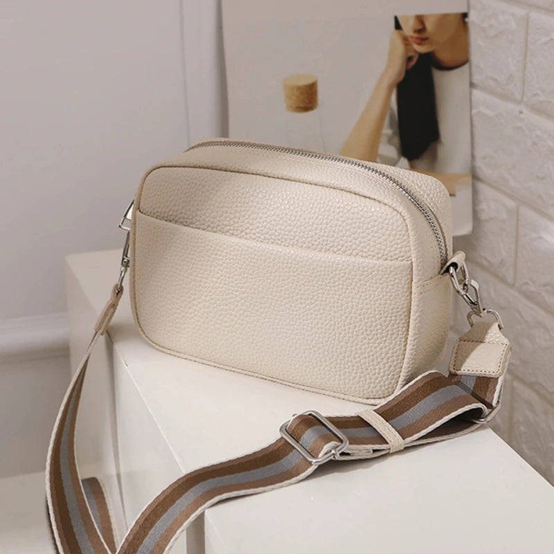 Solid Classic Wide Strap Crossbody Bag for Women
