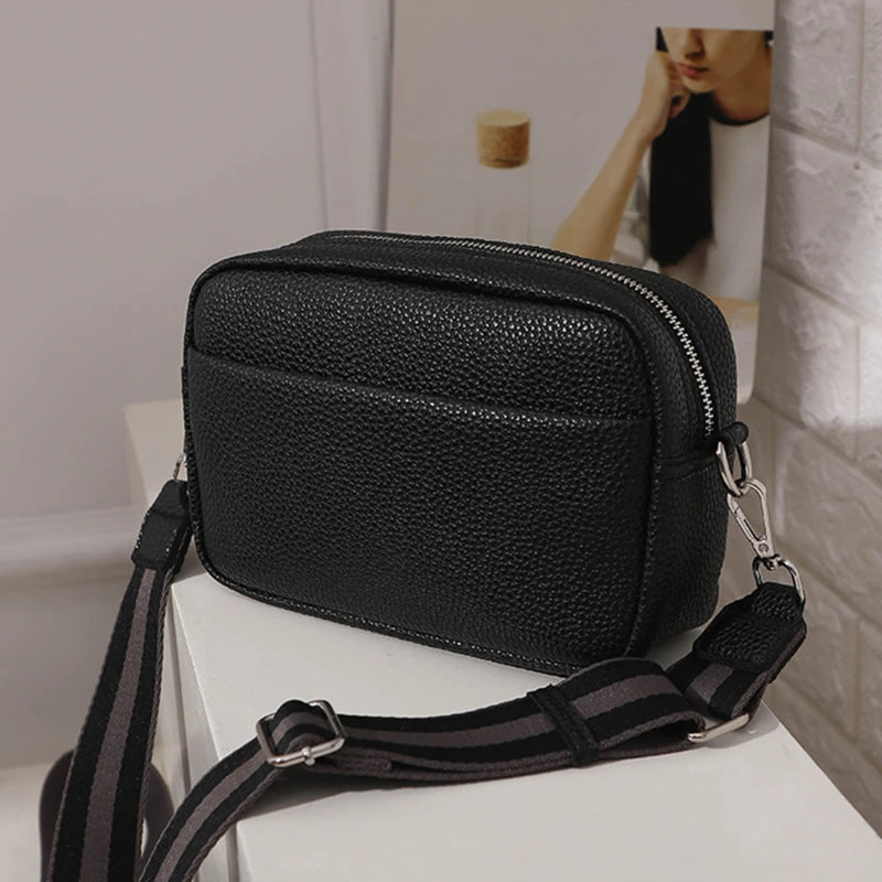 Solid Classic Wide Strap Crossbody Bag for Women