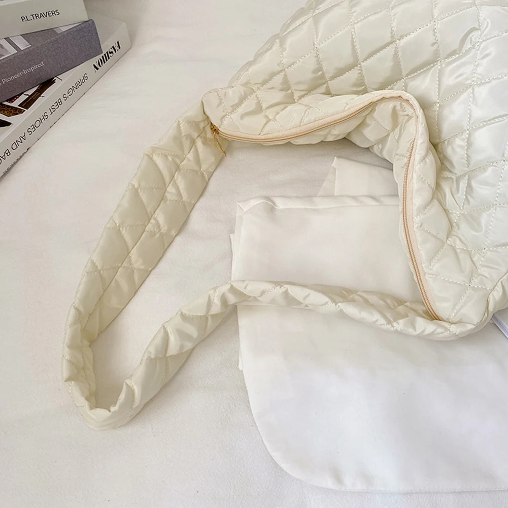 Women Winter Quilted Large Crossbody Bag Cotton Padded Handbag