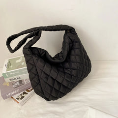 Women Winter Quilted Large Crossbody Bag Cotton Padded Handbag