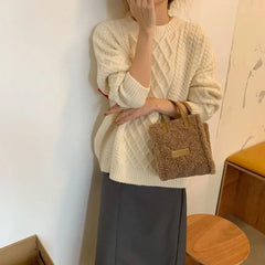 Women Winter Shoulder Bag Lamb Wool Warm Soft