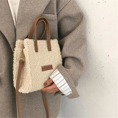 Women Winter Shoulder Bag Lamb Wool Warm Soft
