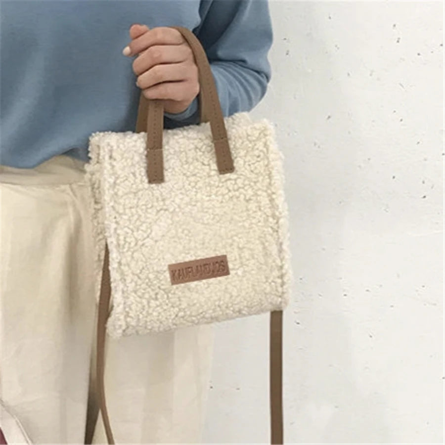 Soft Lamb Wool Shoulder Bag for Women