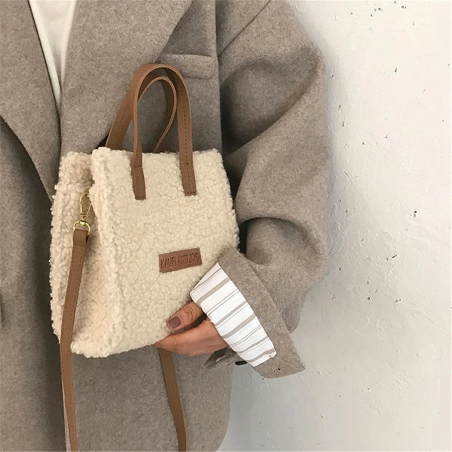 Soft Lamb Wool Shoulder Bag for Women