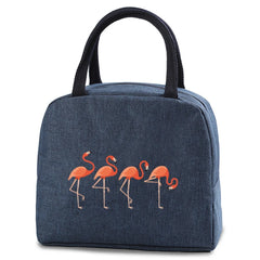 Flamingo Print Lunch Bag Insulated Thermal Handbag