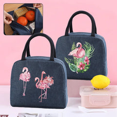 Flamingo Print Lunch Bag Insulated Thermal Handbag