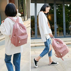 Harajuku Ulzzang School Student Backpack Retro Corduroy Female Rucksack