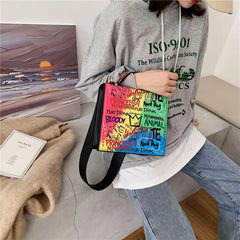 Women's Printed Letters Shoulder Messenger Tote Bag