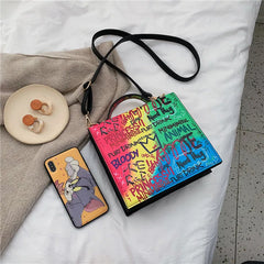 Women's Printed Letters Shoulder Messenger Tote Bag