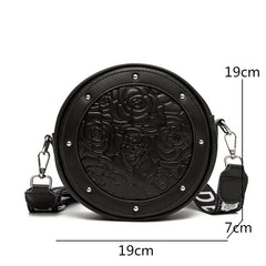 Leather Shoulder Bag Round Cowhide Ladies Handbags Crossbody Bag
