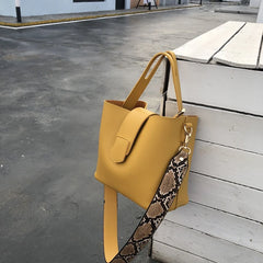 Women PU Leather Bucket Shoulder Bag Crossbody Totes