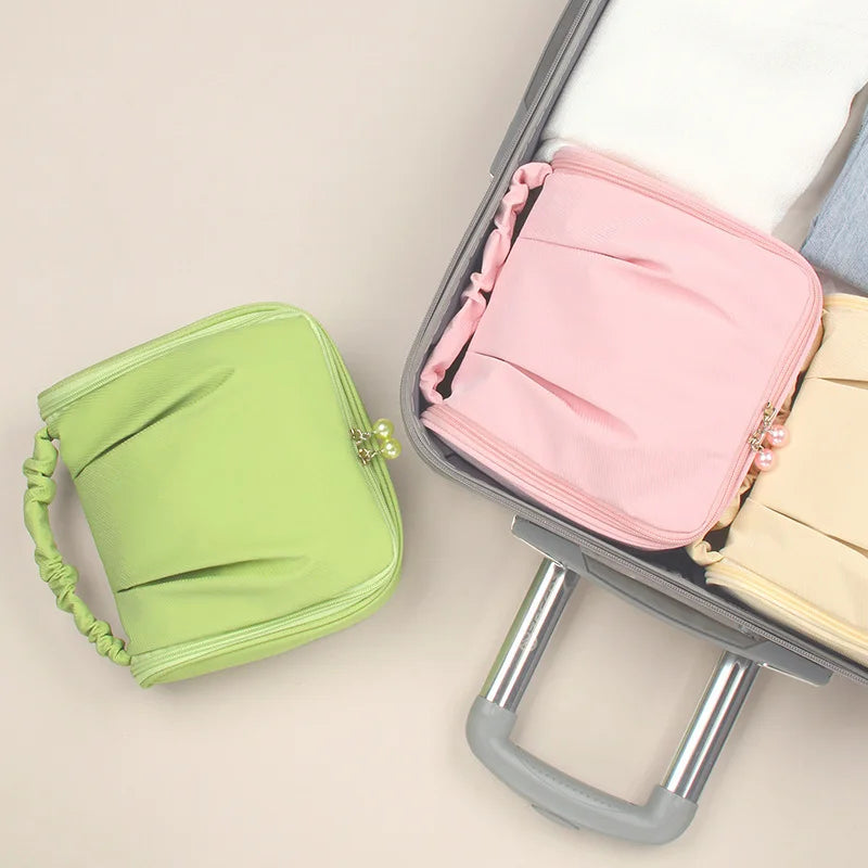 Women Pearl Makeup Wash Bags Portable Handbag Toiletry Bag