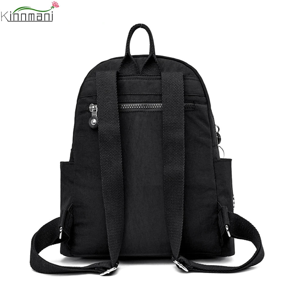 Women's Large Capacity Casual Backpack Solid Shoulder Bag High Nylon Cloth