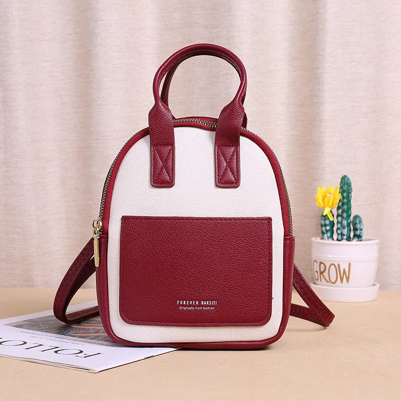 Women's Small PU Leather Backpack Multifunctional Bagpacks for Shopping