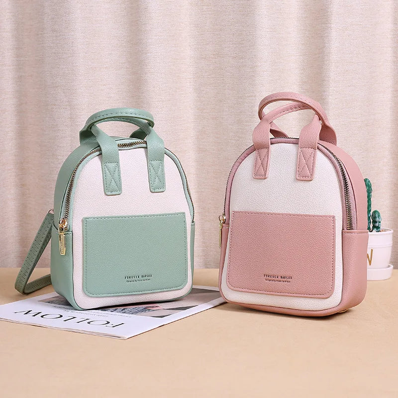 Women's Small PU Leather Backpack Multifunctional Bagpacks for Shopping