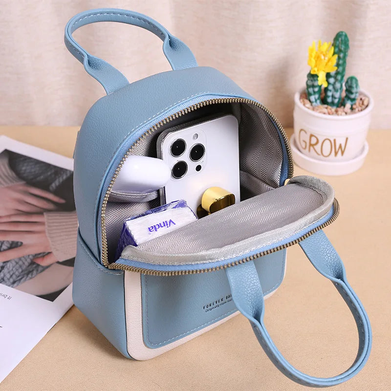 Women's Small PU Leather Backpack Multifunctional Bagpacks for Shopping