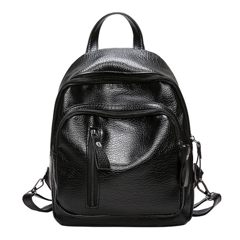 Women's PU Leather Travel Shoulder Bag School Backpack