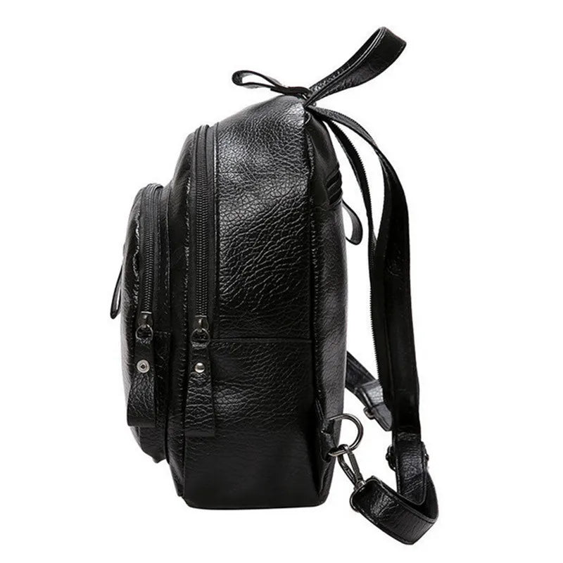 Women's PU Leather Travel Shoulder Bag School Backpack