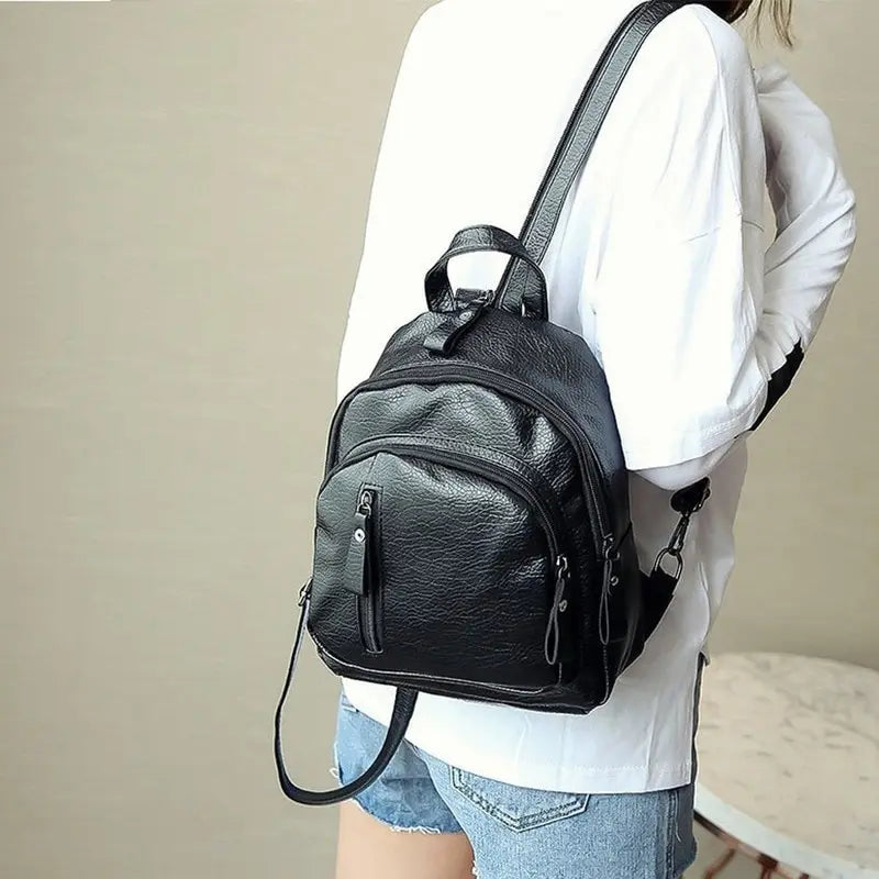 Women's PU Leather School Backpack Travel Shoulder Bag