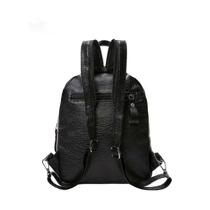 Women's PU Leather School Backpack Travel Shoulder Bag