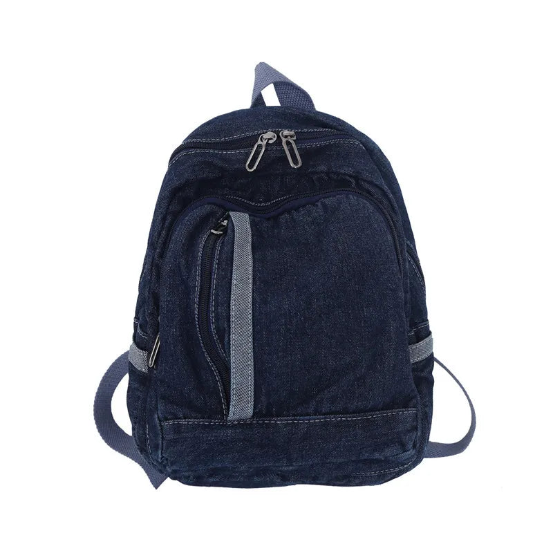 Denim Women's Backpack Small Female Bagpack Bookbag School Teenagers Girls