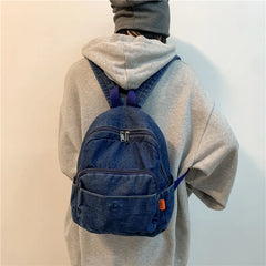 Women's Mini Denim Backpack for School Teenagers Girls