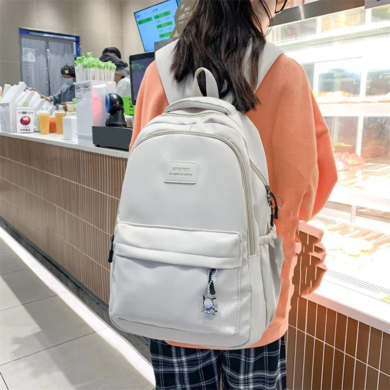 Women's Solid Backpack Casual Travel Bag High Schoolbag for Teenage Girl
