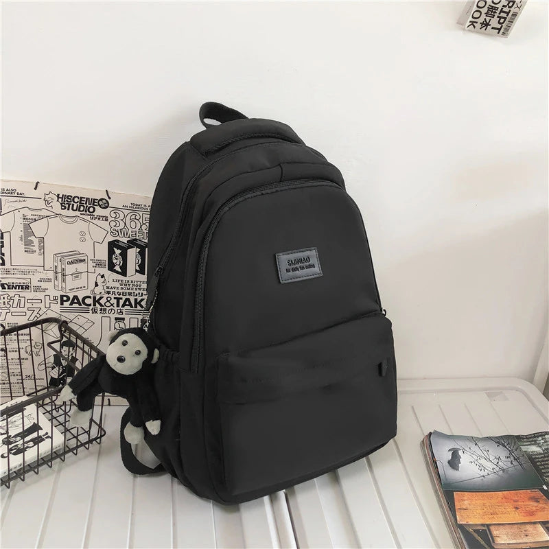 Women's Backpack Solid Female Multi-pocket Travel Bag High Schoolbag