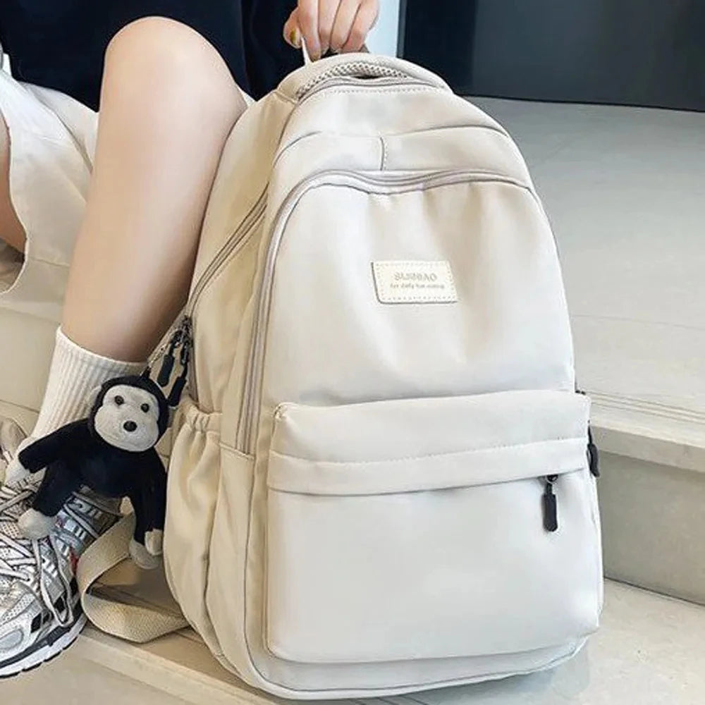 Solid Women's Backpack Multi-pocket Casual Travel Bag High Schoolbag
