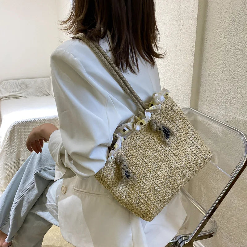 Straw Woven Large-Capacity Tote Bag for Women