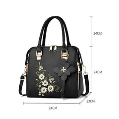 Embroidery Crossbody Handbag Leather Tote Clutch Purse Bag