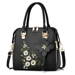 Embroidery Crossbody Handbag Leather Tote Clutch Purse Bag
