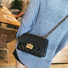 Women's PU Leather Messenger Bag Retro Chain Small Shoulder Bag