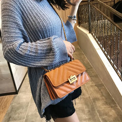 Women's PU Leather Messenger Bag Retro Chain Small Shoulder Bag